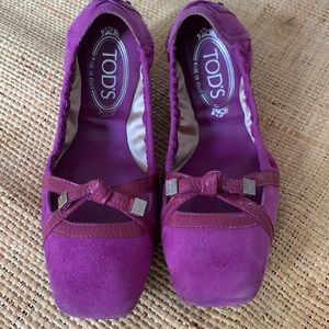 💝 Tod’s Leather Bow Accents Ballet Flats